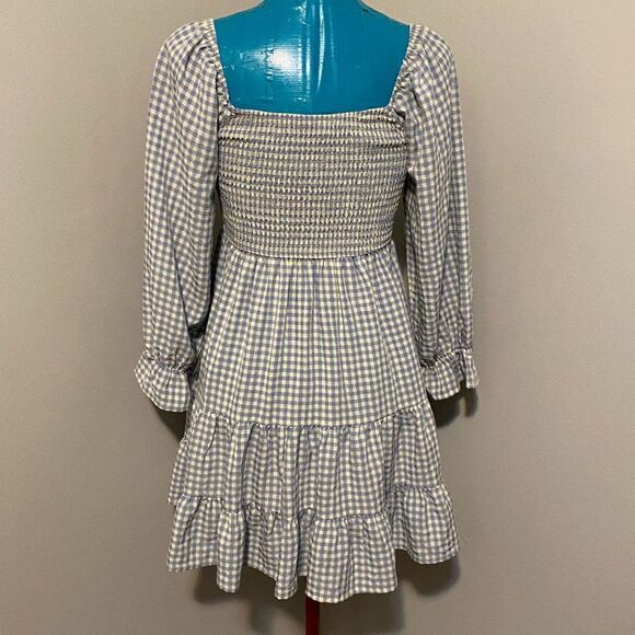 Blue B Collection Smocked Gingham Ruffled Mini Dress Size S - Picture 3 of 11